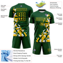 Load image into Gallery viewer, Custom Green Yellow-White Geometric Grid Gradient Sublimation Soccer Uniform Jersey
