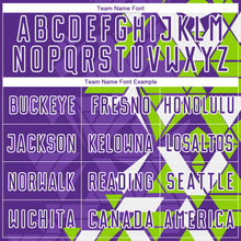 Load image into Gallery viewer, Custom Purple Neon Green-White Geometric Grid Gradient Sublimation Soccer Uniform Jersey
