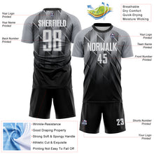 Load image into Gallery viewer, Custom Black White-Gray Spiked Sharp Lines Gradient Sublimation Soccer Uniform Jersey
