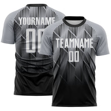 Load image into Gallery viewer, Custom Black White-Gray Spiked Sharp Lines Gradient Sublimation Soccer Uniform Jersey
