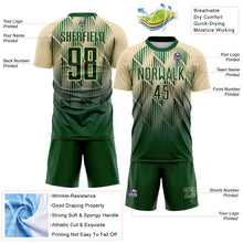 Load image into Gallery viewer, Custom Green-Cream Spiked Sharp Lines Gradient Sublimation Soccer Uniform Jersey
