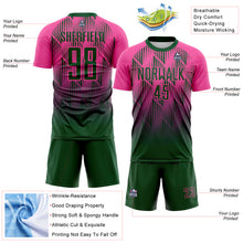 Load image into Gallery viewer, Custom Green-Pink Spiked Sharp Lines Gradient Sublimation Soccer Uniform Jersey
