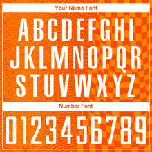 Load image into Gallery viewer, Custom Orange-White Geometric Patchwork Asymmetry Checkered Zigzag Lines Sublimation Soccer Uniform Jersey
