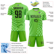 Load image into Gallery viewer, Custom Aurora Green Black-Pea Green Geometric Patchwork Asymmetry Checkered Zigzag Lines Sublimation Soccer Uniform Jersey
