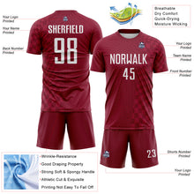 Загрузить изображение в средство просмотра галереи, Custom Crimson-White Geometric Patchwork Asymmetry Checkered Zigzag Lines Sublimation Soccer Uniform Jersey
