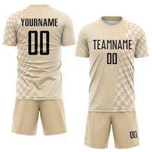 Charger l'image dans la galerie, Custom City Cream Black-Cream Geometric Patchwork Asymmetry Checkered Zigzag Lines Sublimation Soccer Uniform Jersey
