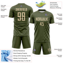 Charger l'image dans la galerie, Custom Olive-City Cream Geometric Patchwork Asymmetry Checkered Zigzag Lines Sublimation Soccer Uniform Jersey
