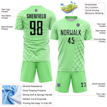 Load image into Gallery viewer, Custom Pea Green-Black Geometric Patchwork Asymmetry Checkered Zigzag Lines Sublimation Soccer Uniform Jersey

