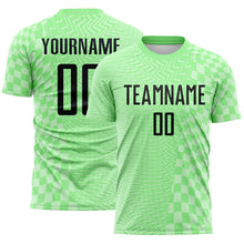 Load image into Gallery viewer, Custom Pea Green-Black Geometric Patchwork Asymmetry Checkered Zigzag Lines Sublimation Soccer Uniform Jersey
