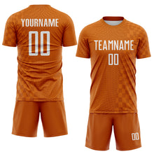 Load image into Gallery viewer, Custom Texas Orange-White Geometric Patchwork Asymmetry Checkered Zigzag Lines Sublimation Soccer Uniform Jersey
