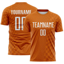Load image into Gallery viewer, Custom Texas Orange-White Geometric Patchwork Asymmetry Checkered Zigzag Lines Sublimation Soccer Uniform Jersey
