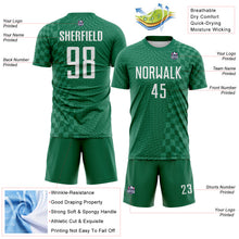 Load image into Gallery viewer, Custom Kelly Green-White Geometric Patchwork Asymmetry Checkered Zigzag Lines Sublimation Soccer Uniform Jersey

