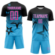Charger l'image dans la galerie, Custom Black Pink-Sky Blue Gradient Style Twinkle Star Sublimation Soccer Uniform Jersey
