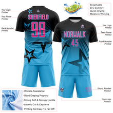 Charger l'image dans la galerie, Custom Black Pink-Sky Blue Gradient Style Twinkle Star Sublimation Soccer Uniform Jersey
