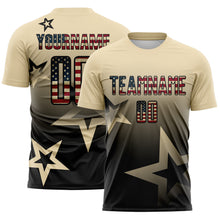Загрузить изображение в средство просмотра галереи, Custom Cream Vintage USA Flag-Black Gradient Style Twinkle Star Sublimation Soccer Uniform Jersey
