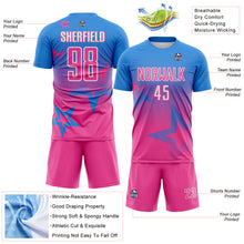 Load image into Gallery viewer, Custom Powder Blue Pink-White Gradient Style Twinkle Star Sublimation Soccer Uniform Jersey
