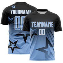 Charger l'image dans la galerie, Custom Black Light Blue-White Gradient Style Twinkle Star Sublimation Soccer Uniform Jersey
