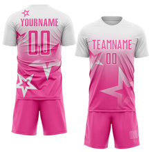 Загрузить изображение в средство просмотра галереи, Custom White-Pink Gradient Style Twinkle Star Sublimation Soccer Uniform Jersey
