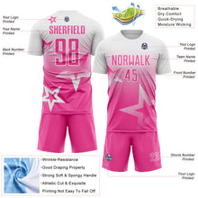 Загрузить изображение в средство просмотра галереи, Custom White-Pink Gradient Style Twinkle Star Sublimation Soccer Uniform Jersey
