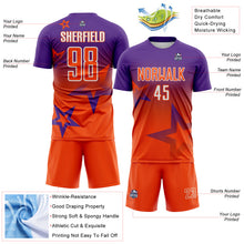 Laden Sie das Bild in den Galerie-Viewer, Custom Purple Orange-White Gradient Style Twinkle Star Sublimation Soccer Uniform Jersey
