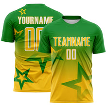 Load image into Gallery viewer, Custom Grass Green Yellow-White Gradient Style Twinkle Star Sublimation Soccer Uniform Jersey
