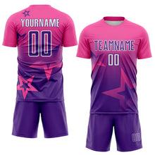 Laden Sie das Bild in den Galerie-Viewer, Custom Pink Purple-White Gradient Style Twinkle Star Sublimation Soccer Uniform Jersey
