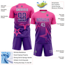 Laden Sie das Bild in den Galerie-Viewer, Custom Pink Purple-White Gradient Style Twinkle Star Sublimation Soccer Uniform Jersey
