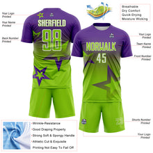 Load image into Gallery viewer, Custom Purple Neon Green-White Gradient Style Twinkle Star Sublimation Soccer Uniform Jersey
