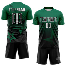 Charger l'image dans la galerie, Custom Kelly Green Black-White Gradient Style Twinkle Star Sublimation Soccer Uniform Jersey
