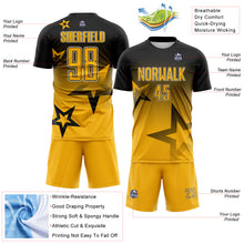 Load image into Gallery viewer, Custom Black Gold-White Gradient Style Twinkle Star Sublimation Soccer Uniform Jersey
