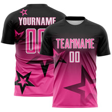 Laden Sie das Bild in den Galerie-Viewer, Custom Black Pink-White Gradient Style Twinkle Star Sublimation Soccer Uniform Jersey
