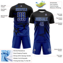 Laden Sie das Bild in den Galerie-Viewer, Custom Black Royal-White Gradient Style Twinkle Star Sublimation Soccer Uniform Jersey

