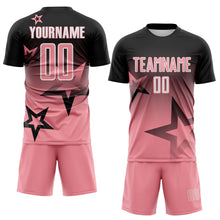 Load image into Gallery viewer, Custom Black Medium Pink-White Gradient Style Twinkle Star Sublimation Soccer Uniform Jersey
