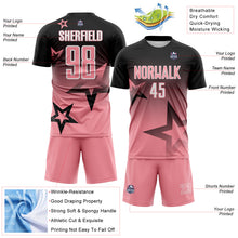 Load image into Gallery viewer, Custom Black Medium Pink-White Gradient Style Twinkle Star Sublimation Soccer Uniform Jersey
