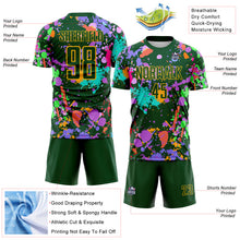 Load image into Gallery viewer, Custom Graffiti Pattern Green-Gold Paint Splatter Sublimation Soccer Uniform Jersey
