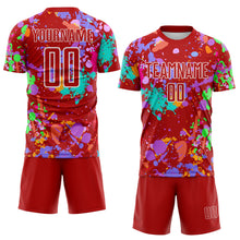Load image into Gallery viewer, Custom Graffiti Pattern Red-White Paint Splatter Sublimation Soccer Uniform Jersey
