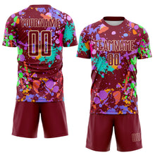 Charger l'image dans la galerie, Custom Graffiti Pattern Crimson-Cream Paint Splatter Sublimation Soccer Uniform Jersey
