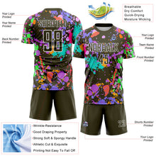 Load image into Gallery viewer, Custom Graffiti Pattern Olive-White Paint Splatter Sublimation Soccer Uniform Jersey
