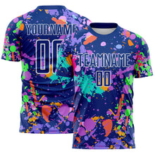 Load image into Gallery viewer, Custom Graffiti Pattern Royal-White Paint Splatter Sublimation Soccer Uniform Jersey
