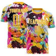 Load image into Gallery viewer, Custom Graffiti Pattern Gold-White Paint Splatter Sublimation Soccer Uniform Jersey
