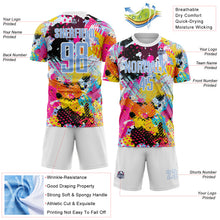 Laden Sie das Bild in den Galerie-Viewer, Custom Graffiti Pattern Light Blue-White Paint Splatter Sublimation Soccer Uniform Jersey
