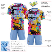Load image into Gallery viewer, Custom Graffiti Pattern Light Blue-White Paint Splatter Sublimation Soccer Uniform Jersey
