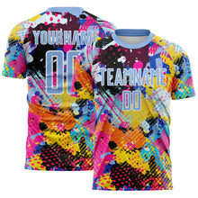 Load image into Gallery viewer, Custom Graffiti Pattern Light Blue-White Paint Splatter Sublimation Soccer Uniform Jersey
