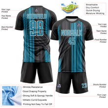 Laden Sie das Bild in den Galerie-Viewer, Custom Black Panther Blue-White Brush Stroke Fluid Stripes Sublimation Soccer Uniform Jersey
