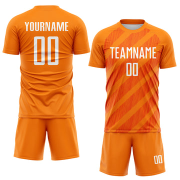 Custom Bay Orange White-Orange Diagonal Stripes Sublimation Soccer Uniform Jersey