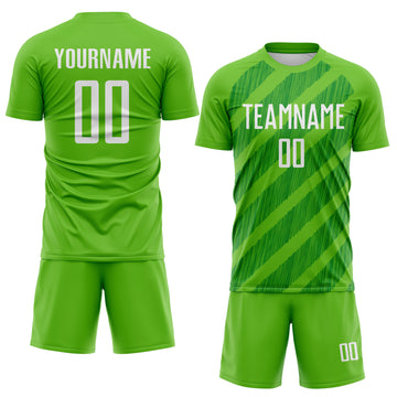Custom Aurora Green White-Grass Green Diagonal Stripes Sublimation Soccer Uniform Jersey