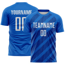 Laden Sie das Bild in den Galerie-Viewer, Custom Blue White-Royal Diagonal Stripes Sublimation Soccer Uniform Jersey
