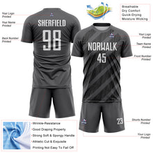 Laden Sie das Bild in den Galerie-Viewer, Custom Steel Gray White-Black Diagonal Stripes Sublimation Soccer Uniform Jersey

