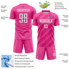 Laden Sie das Bild in den Galerie-Viewer, Custom Pink White-Hot Pink Diagonal Stripes Sublimation Soccer Uniform Jersey
