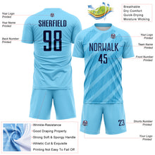 Laden Sie das Bild in den Galerie-Viewer, Custom Sky Blue-Navy Diagonal Stripes Sublimation Soccer Uniform Jersey
